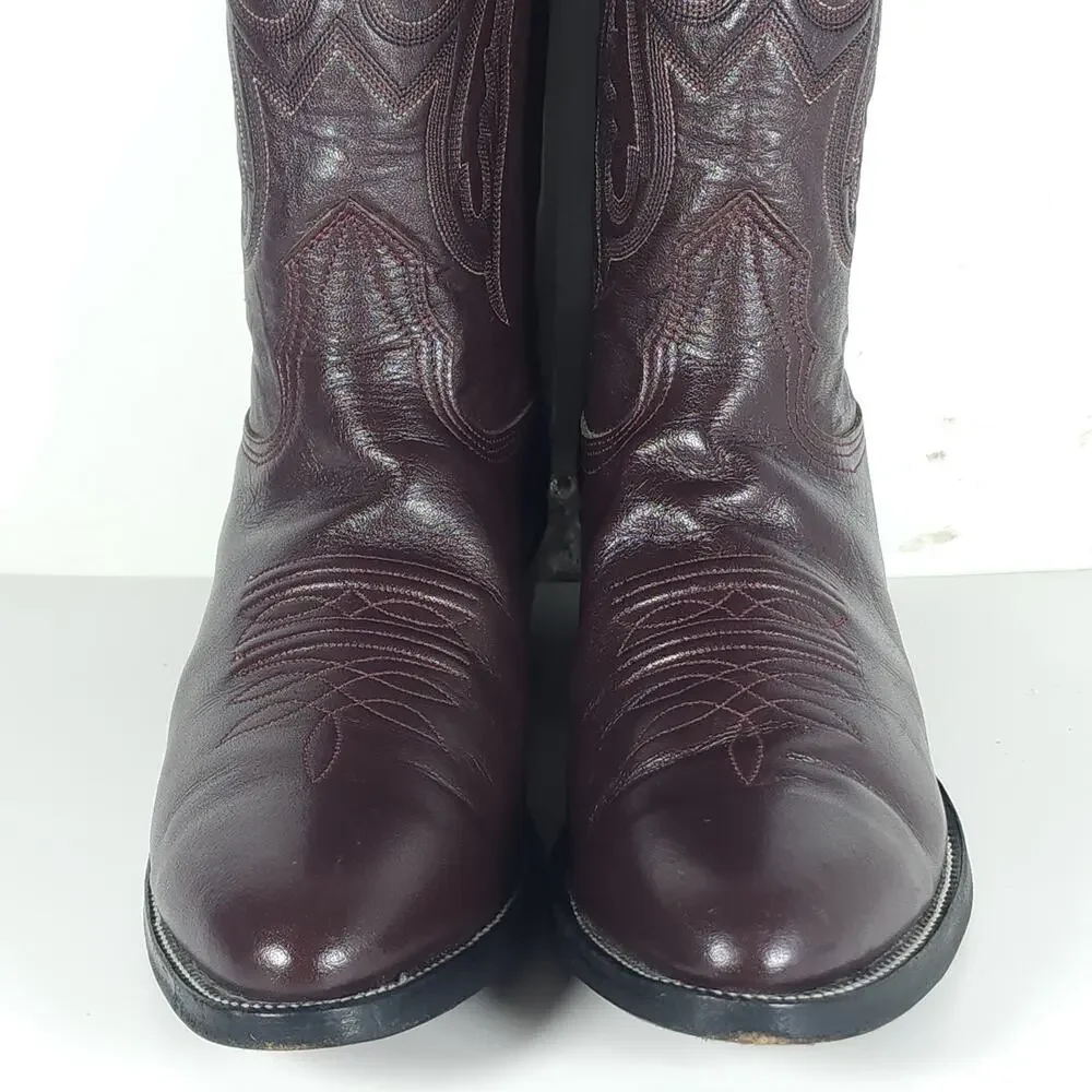 Nocona Men's US 9D 8011 Brown Leather Embroidered Western Cowboy Boots